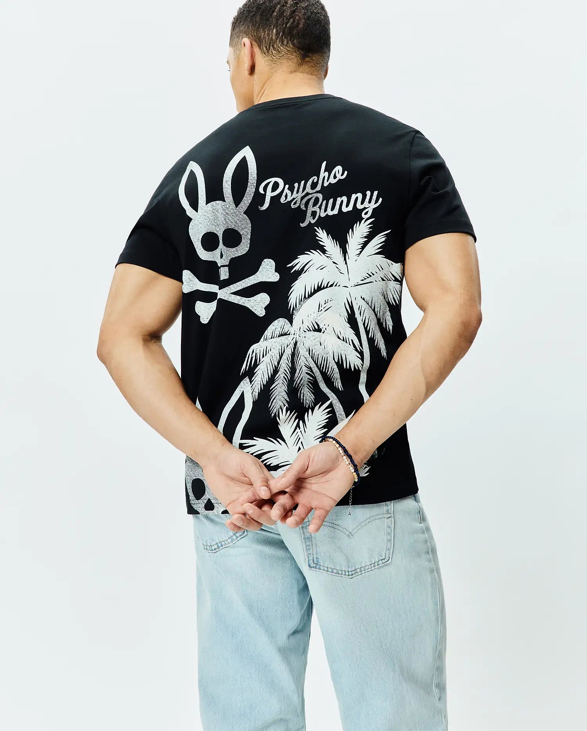 Men's Colin Back Graphic Tee in Black | Psycho Bunny