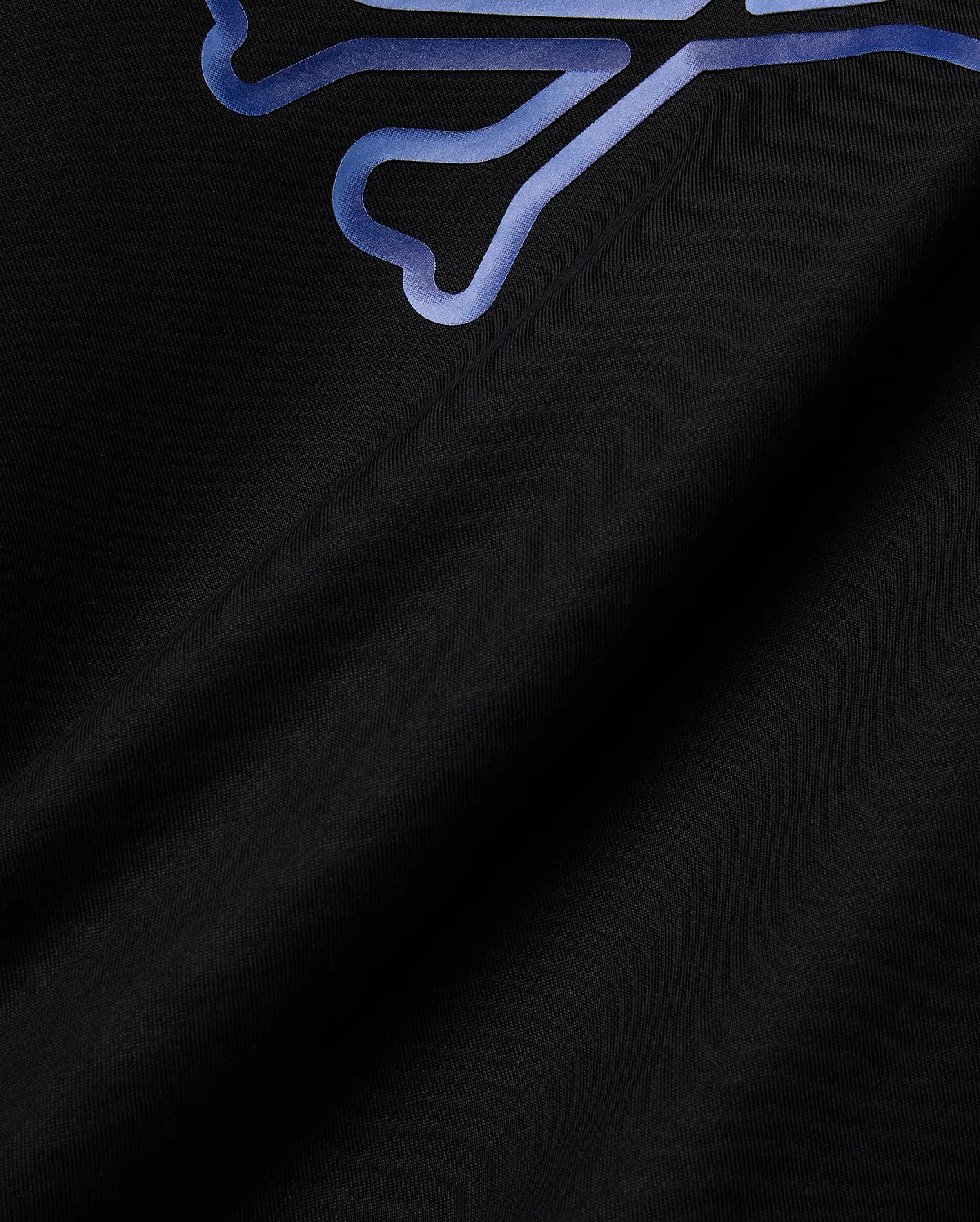 Mens Dayton Graphic Tee in black jersey knit, featuring a large, partial blue-purple gradient Psycho Bunny skull graphic print on the upper left, offering a classic fit. (6)