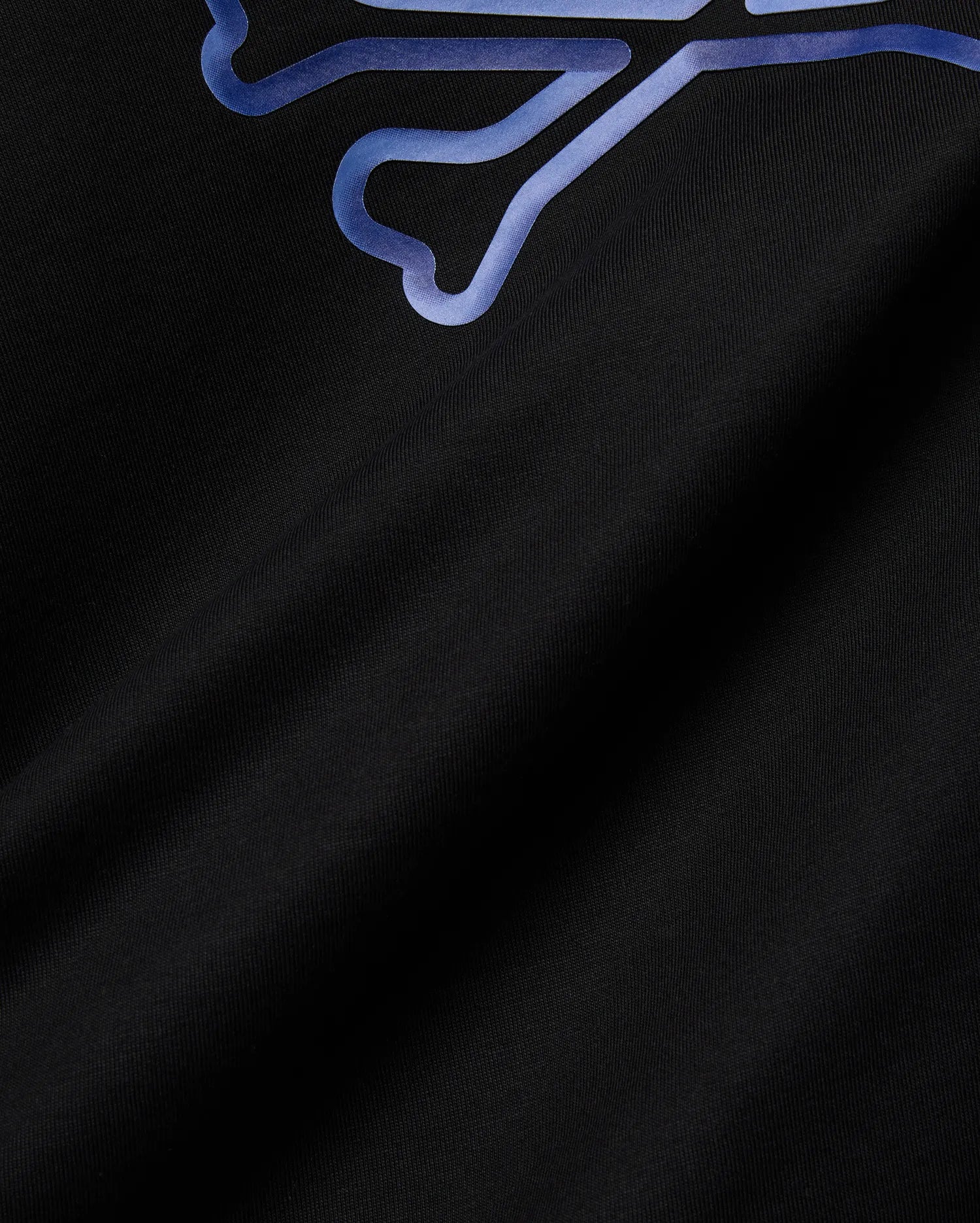 Mens Dayton Graphic Tee in black jersey knit, featuring a large, partial blue-purple gradient Psycho Bunny skull graphic print on the upper left, offering a classic fit. (6)