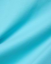 Mens Isaac Relaxed Fit Tee in bright aqua blue, soft jersey knit fabric with visible subtle texture and gentle folds, featuring the iconic small embroidered Psycho Bunny skull logo on the chest.
