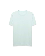 Men's Royce Graphic Tee, a mint green classic fit jersey t-shirt featuring a large tonal embossed Psycho Bunny logo and text centered on the chest. (1)