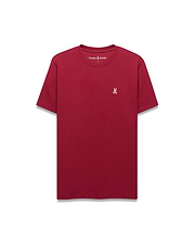 Mens Maxton Waffle Tee in deep red, featuring a classic fit and textured waffle knit fabric, with a small white embroidered Psycho Bunny skull logo on the left chest.