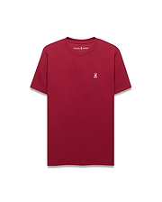 Mens Maxton Waffle Tee in deep red, featuring a classic fit and textured waffle knit fabric, with a small white embroidered Psycho Bunny skull logo on the left chest.