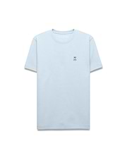 Light blue Mens Maxton Waffle Tee with a classic fit, featuring a subtle waffle knit texture and a small embroidered black and white Psycho Bunny skull logo on the left chest.