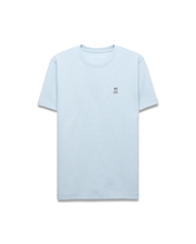 Light blue Mens Maxton Waffle Tee with a classic fit, featuring a subtle waffle knit texture and a small embroidered black and white Psycho Bunny skull logo on the left chest.