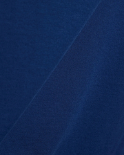 Mens Emmanuel Graphic Tee in rich navy blue, showcasing a soft, smooth jersey fabric on the main body, complemented by a finely textured, diagonal ribbed knit detail.
