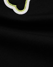 Black Mens Bruno Graphic Tee crafted from soft jersey knit, featuring a prominent embroidered Psycho Bunny logo with a crisp white border and vibrant neon yellow detail.
