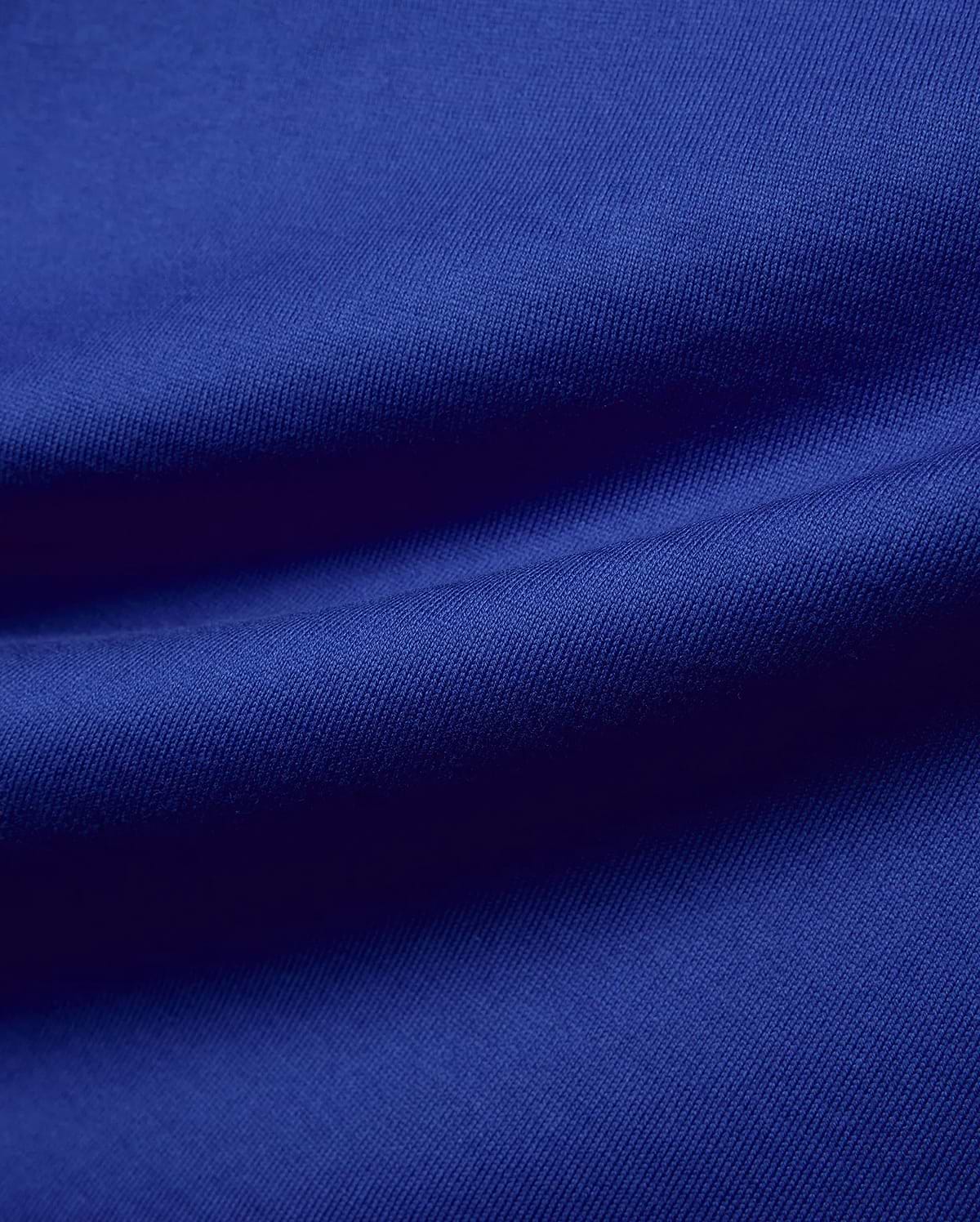 Mens Nathaniel Relaxed Fit Tee in vibrant royal blue, showcasing a premium, soft, textured jersey knit fabric with subtle folds and rich color.