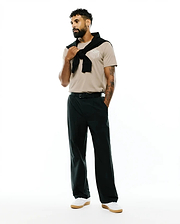 Mens Conan Back Graphic Tee in light tan, smooth jersey knit, classic fit, with a prominent, stylized white 3D-effect BUNNY graphic on the left chest.