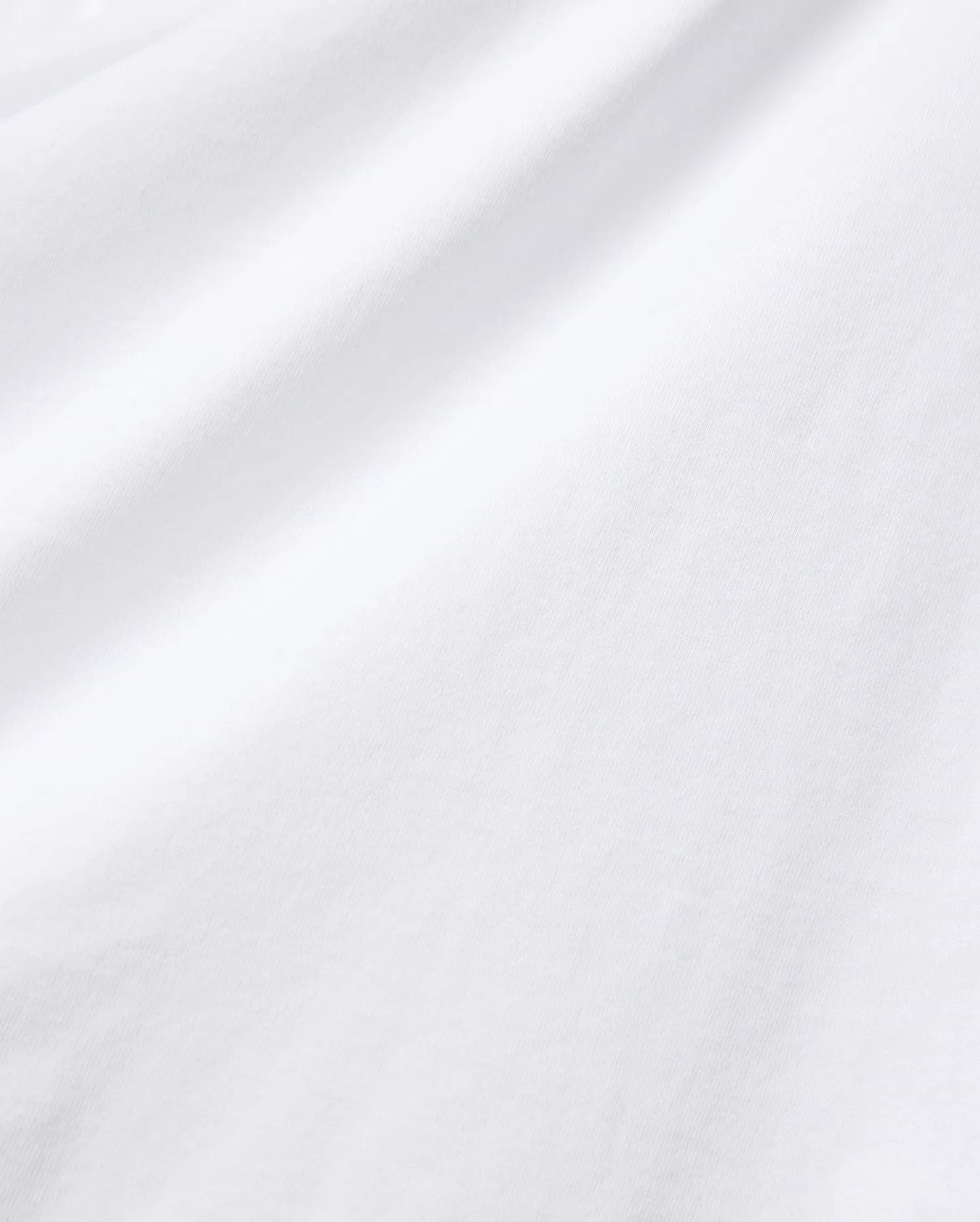 Crisp white Mens John Back Graphic Tee crafted from premium, smooth jersey knit fabric, featuring subtle fabric folds and a refined, clean aesthetic, embodying Psycho Bunny's signature streetwear style.