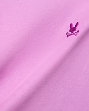 Vibrant pink Mens Taylor Pique Tee with classic pique knit texture and a small, embroidered magenta Psycho Bunny skull logo on the chest.