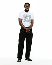 White Men's Raj Wordmark Graphic Tee, classic fit jersey, featuring a prominent central black Psycho Bunny skull and repeated wordmark grid graphic. (5)