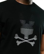 Men's Slade Bunny Graphic Tee, a black classic fit jersey knit t-shirt with a large white Psycho Bunny skull logo graphic on the chest, detailed with horizontal lines. (3)