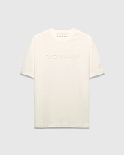Mens Windcrest Relaxed Fit Tee in cream jersey, featuring a large tonal embossed PSYCHO BUNNY chest logo and a small embroidered bunny skull on the back neck. (5)