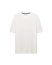 Off-white Mens Garry Relaxed Fit Tee, featuring a subtle embossed diamond and bunny skull pattern, small Psycho Bunny logo on left chest, and black branded neck tape.