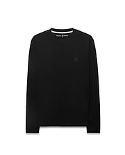 Men's Oscar Longsleeve Tee, a classic fit black jersey long-sleeve t-shirt featuring a small, tonal embroidered Psycho Bunny skull logo on the left chest. (5)