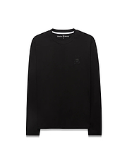 Men's Oscar Longsleeve Tee, a classic fit black jersey long-sleeve t-shirt featuring a small, tonal embroidered Psycho Bunny skull logo on the left chest. (5)
