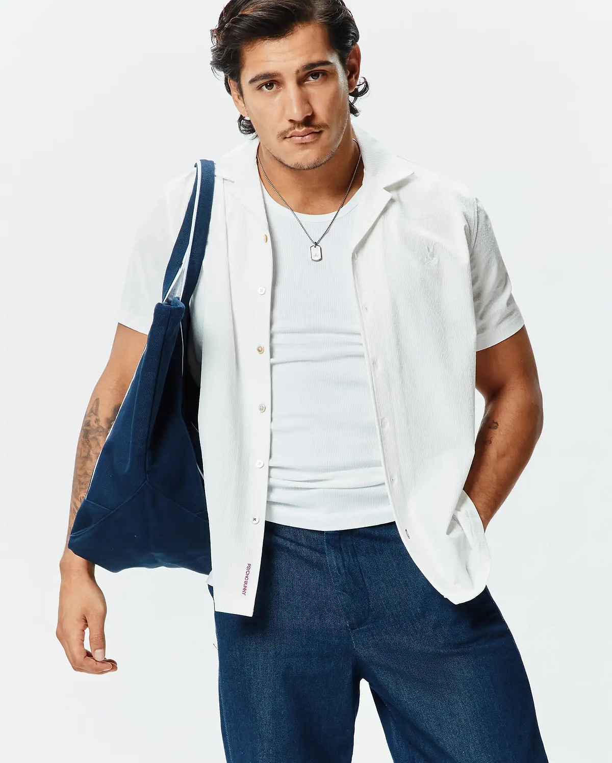 Men's Jayme Knit Shirt in White | Psycho Bunny