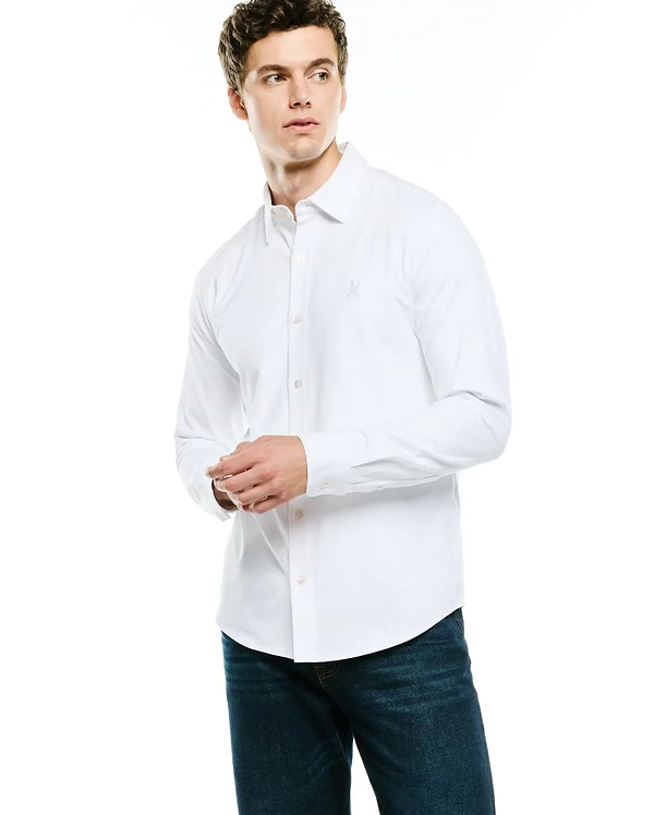 Men's Jim Jersey Knit Shirt in White | Psycho Bunny