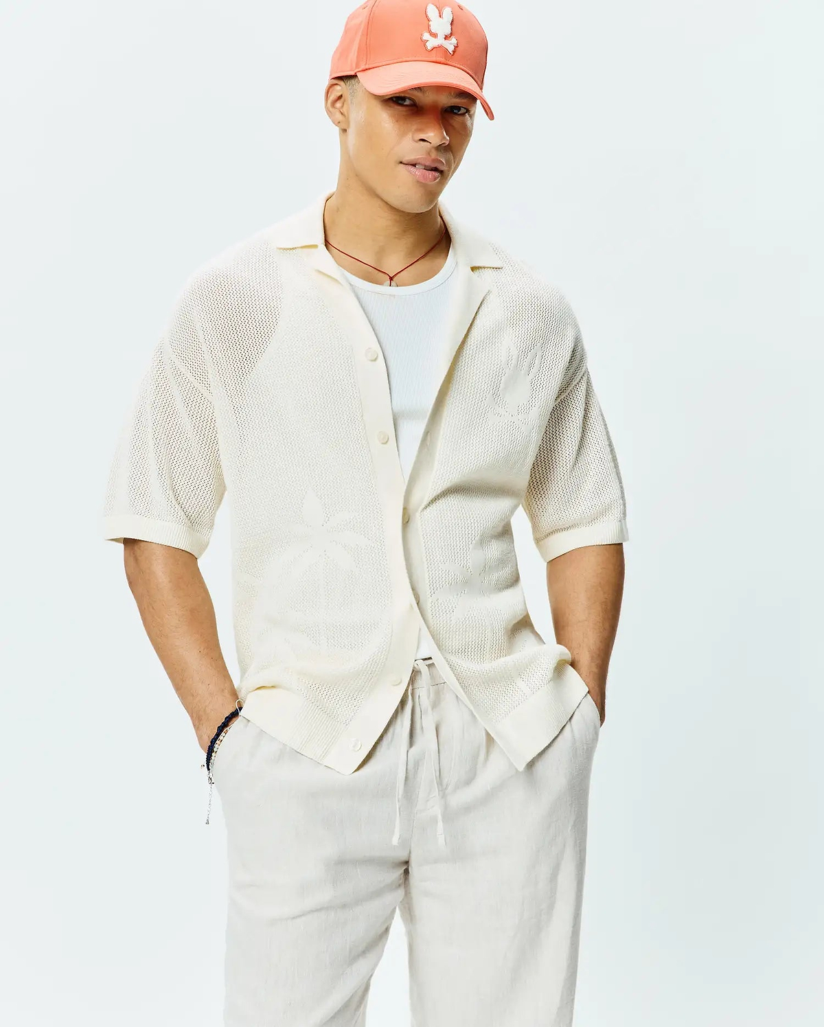 Men's Brad Oversized Knit Shirt in Pristine | Psycho Bunny