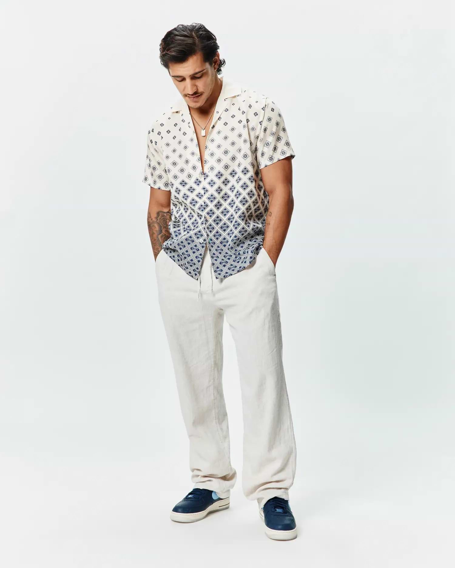 Men's Tobias Tencel Shirt in Off-White