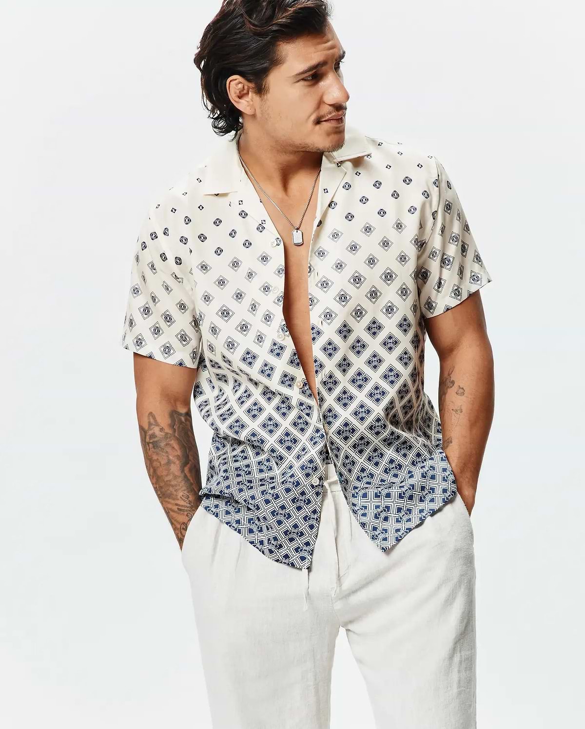 Men's Tobias Tencel Shirt in Off-White