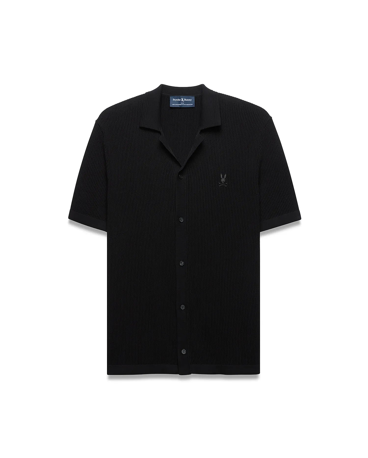 Men's Yann Knit Camp Shirt in Black | Psycho Bunny