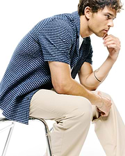 Mens Erik Raised Check Shirt, a classic fit navy and light blue short-sleeve button-up, featuring a distinctive textured raised check pattern, perfect for refined streetwear.