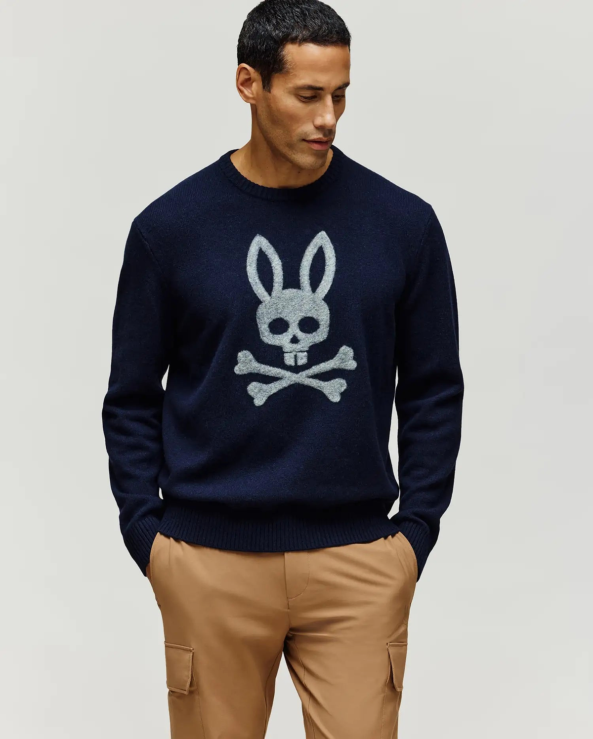 Men's Saxon Cozy Yarn Crew in Blue | Psycho Bunny