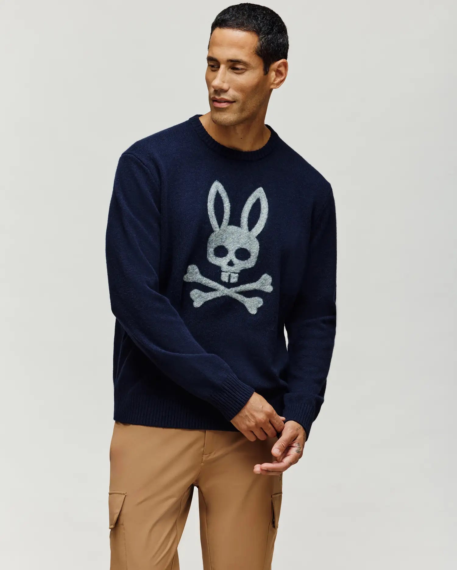 Men's Saxon Cozy Yarn Crew in Blue | Psycho Bunny