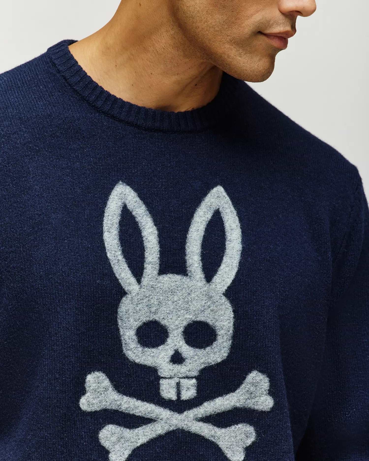 Men's Saxon Cozy Yarn Crew in Blue | Psycho Bunny