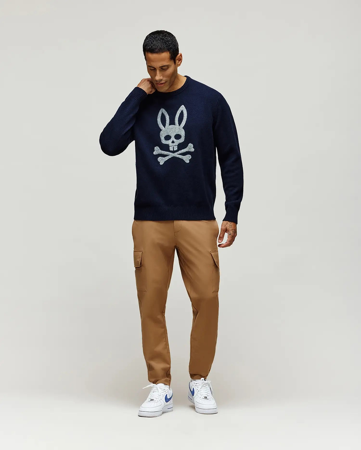 Men's Saxon Cozy Yarn Crew in Blue | Psycho Bunny