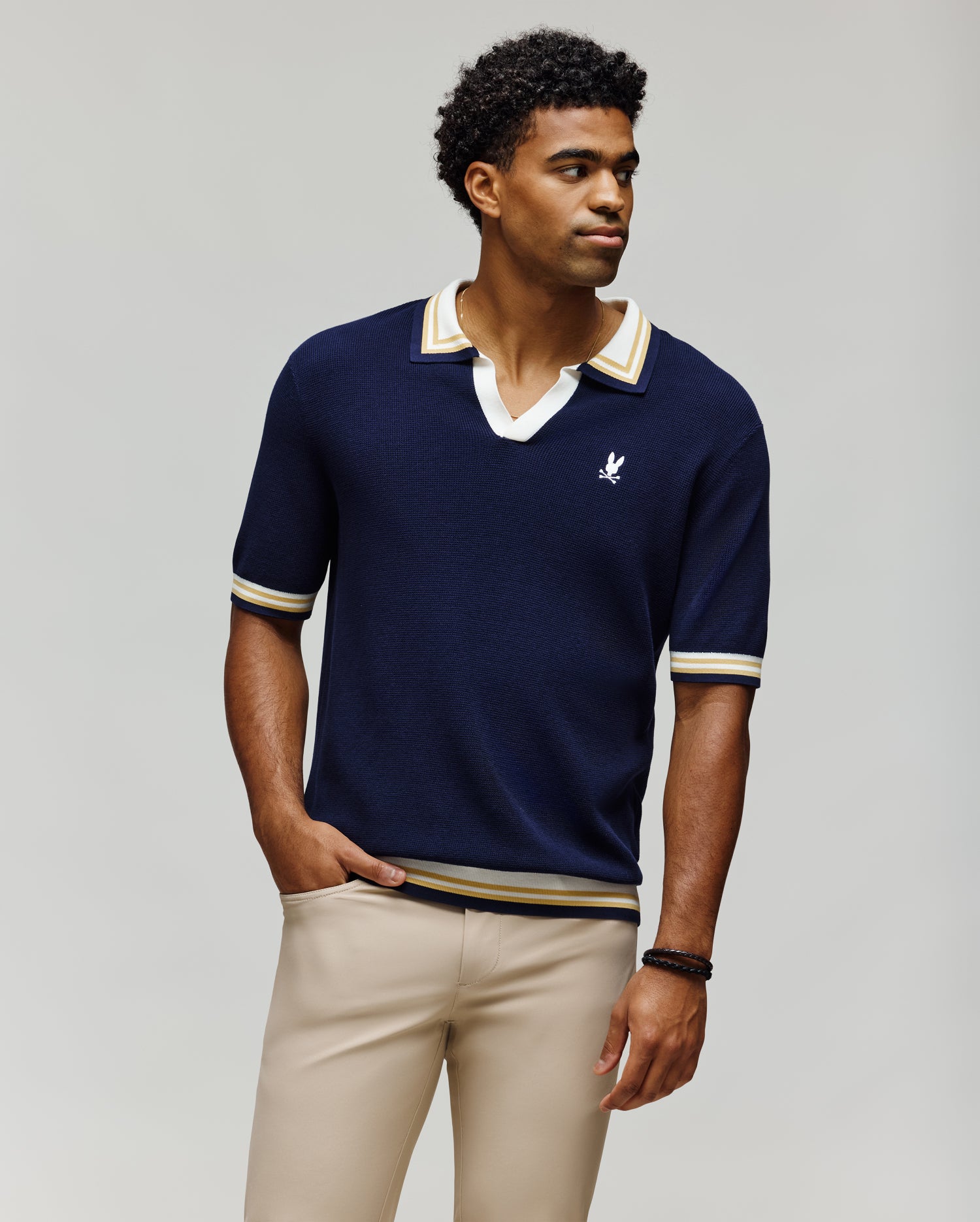Men's Carter Sweater Polo in Blue | Psycho Bunny