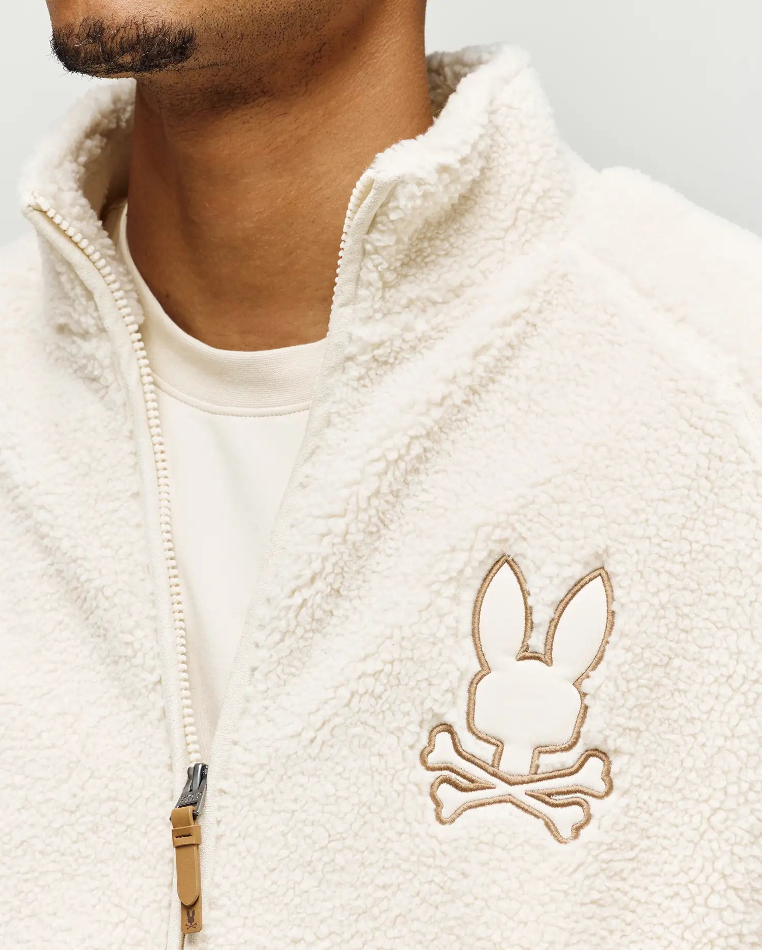 Men's Riley Sherpa Full Zip in White | Psycho Bunny