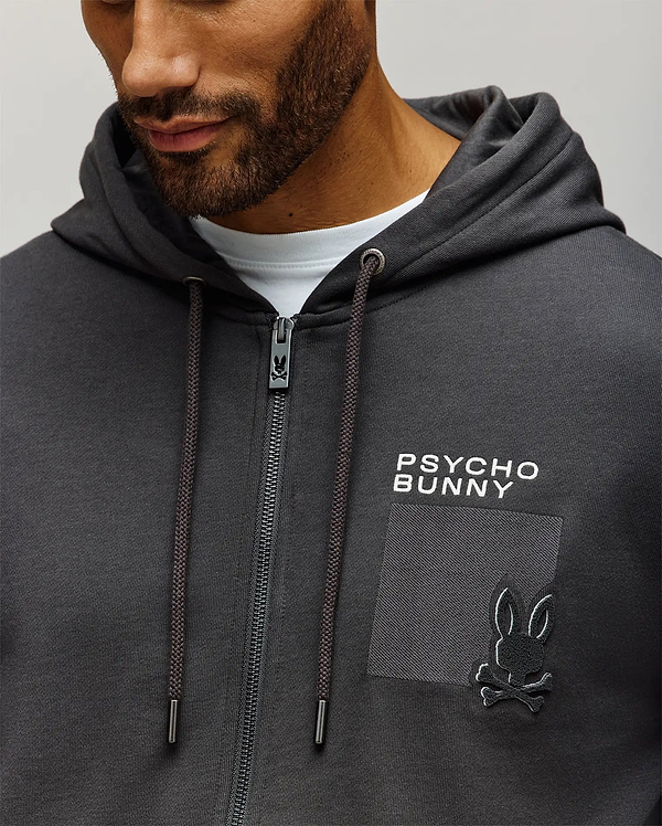 Men's Summit Full Zip French Terry Hoodie in Grey | Psycho Bunny