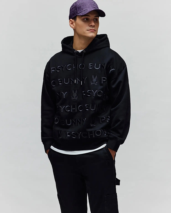 Men's Orson Embroidered Hoodie in Black | Psycho Bunny
