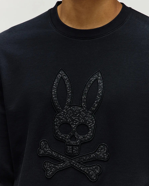 Men's Gabin Textured Crew in Black | Psycho Bunny