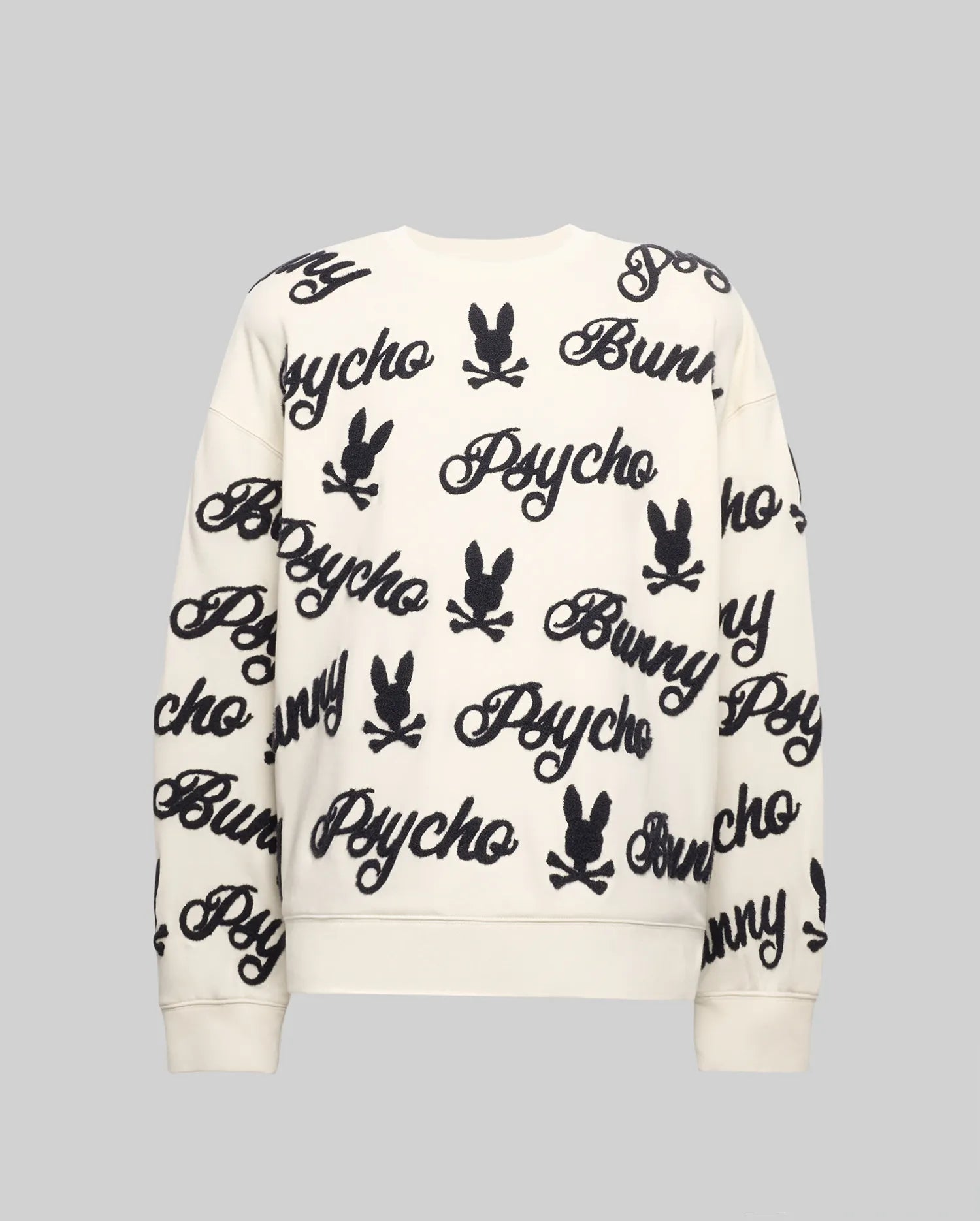 Men's Skylar All Over Fuzzy Crew in White | Psycho Bunny