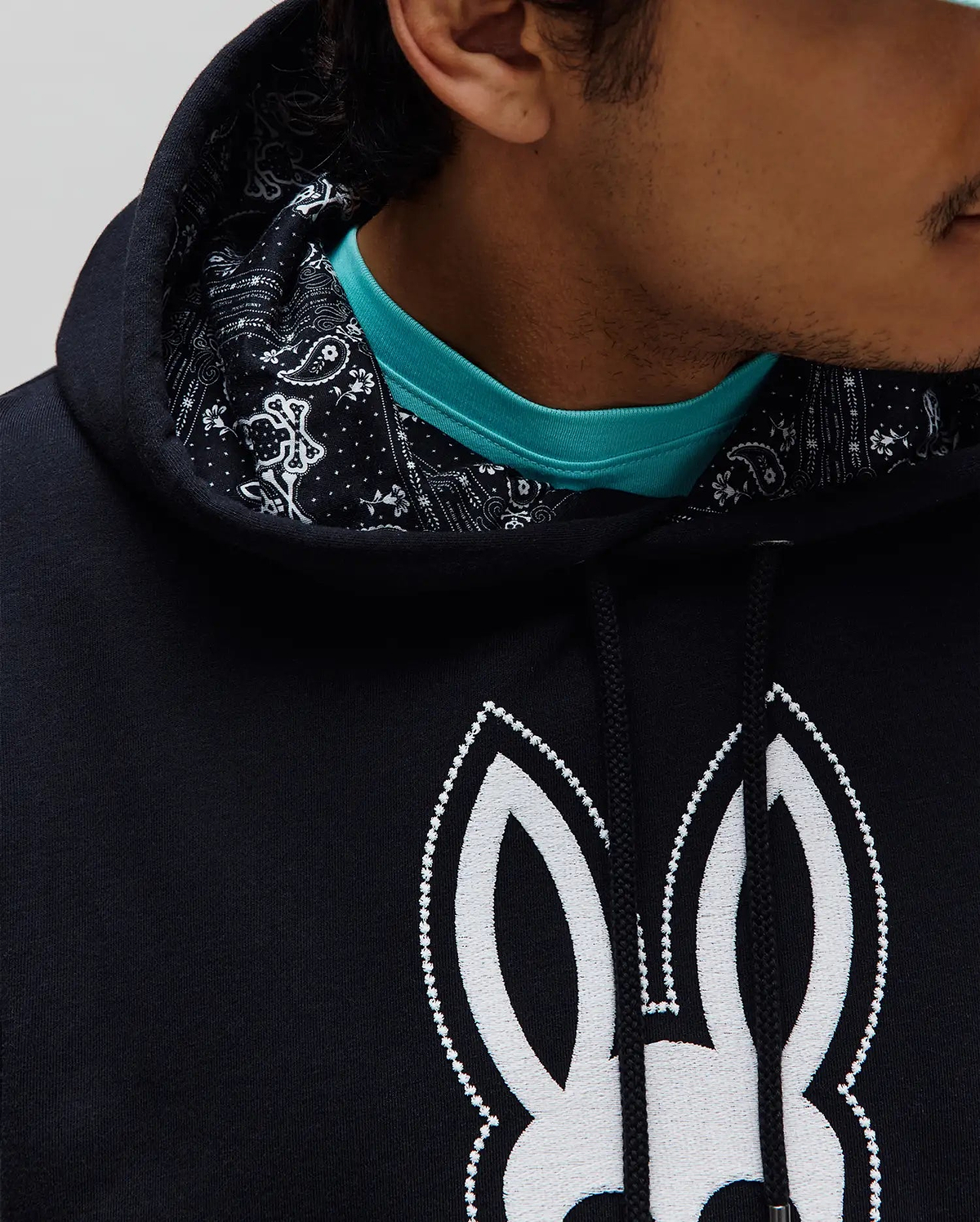 Men's Luke Paisley Oversized Hoodie in Black | Psycho Bunny