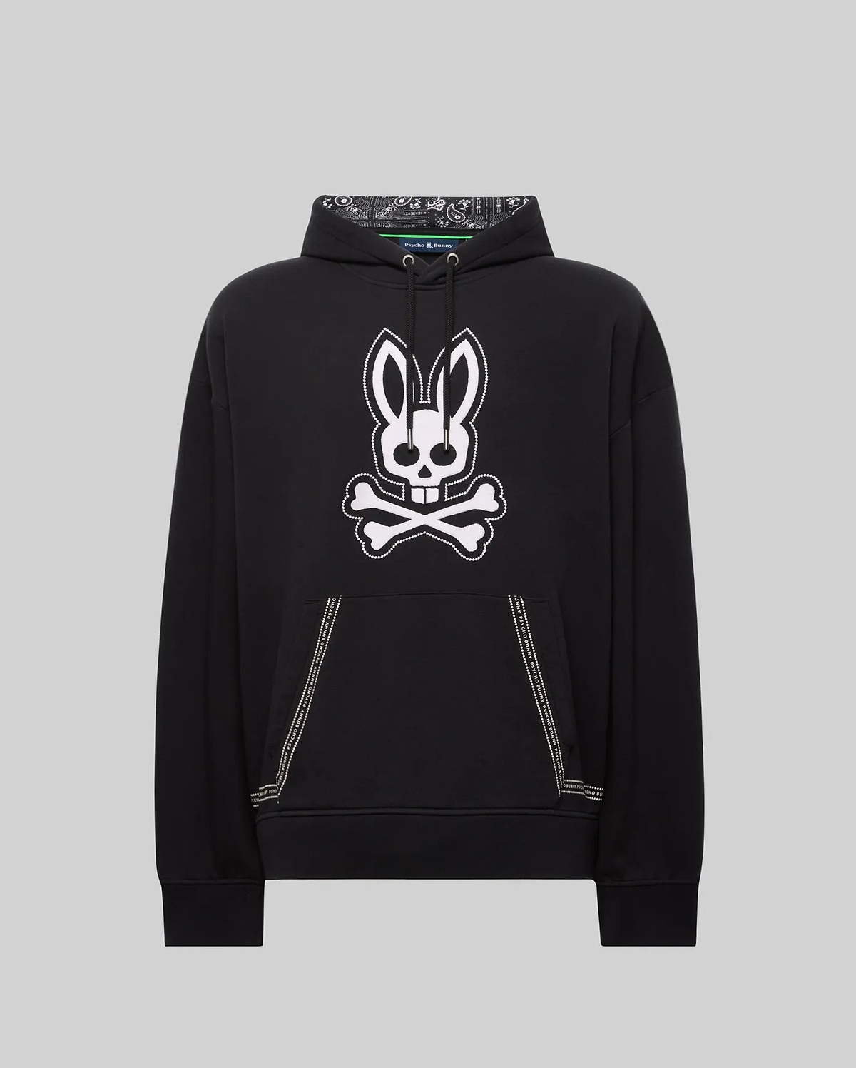 Men's Luke Paisley Oversized Hoodie in Black | Psycho Bunny