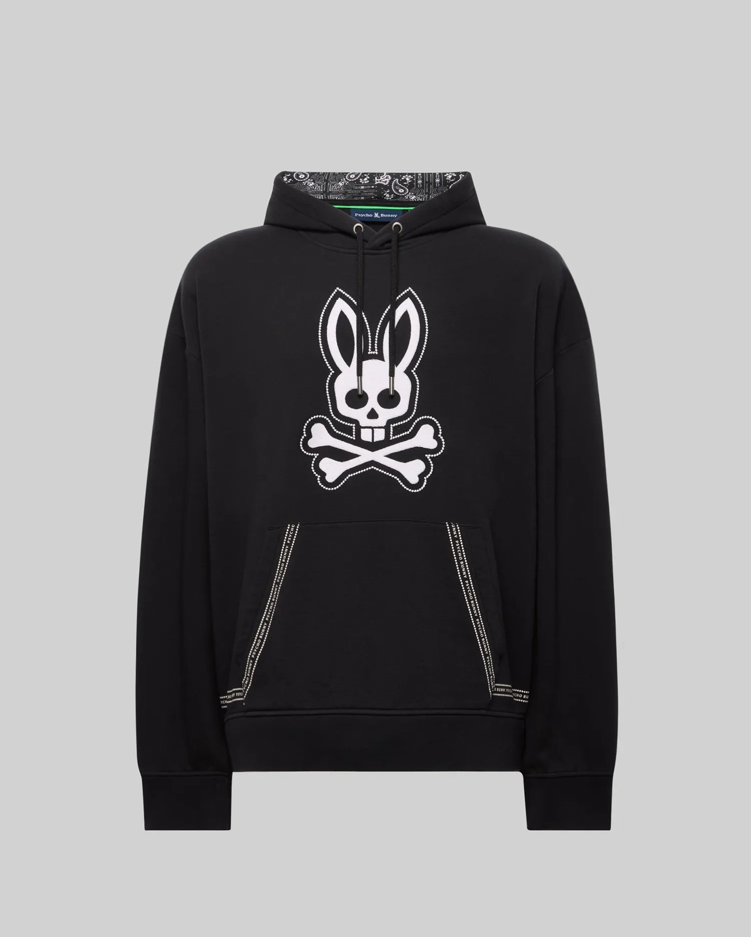 Men's Luke Paisley Oversized Hoodie in Black | Psycho Bunny