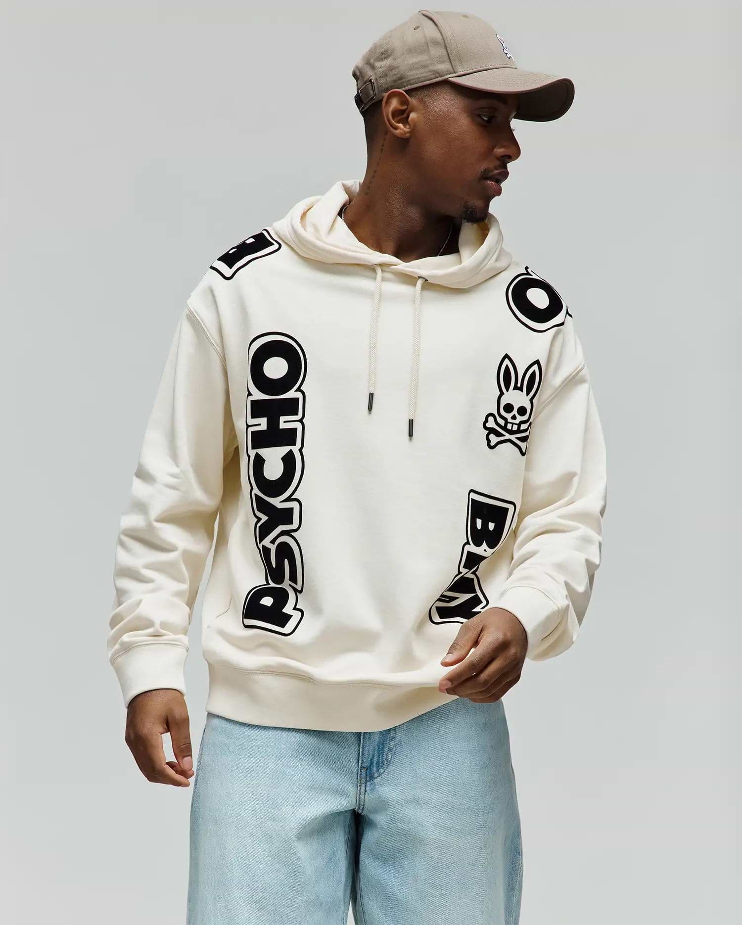 Men's Toby Oversized Hoodie in Off-White | Psycho Bunny
