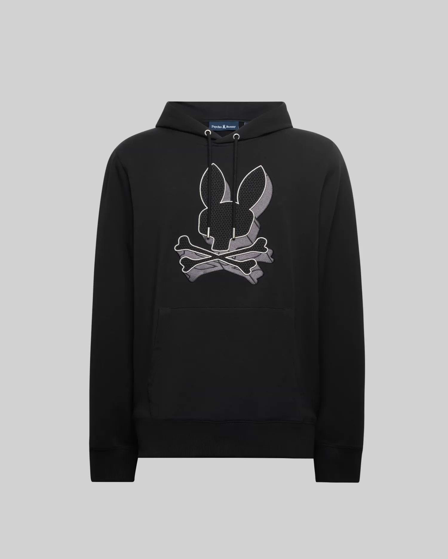 Men's Zal 3d Studded Bunny Hoodie in Black | Psycho Bunny Men's Zal 3d Studded Bunny Hoodie in Black | Psycho Bunny