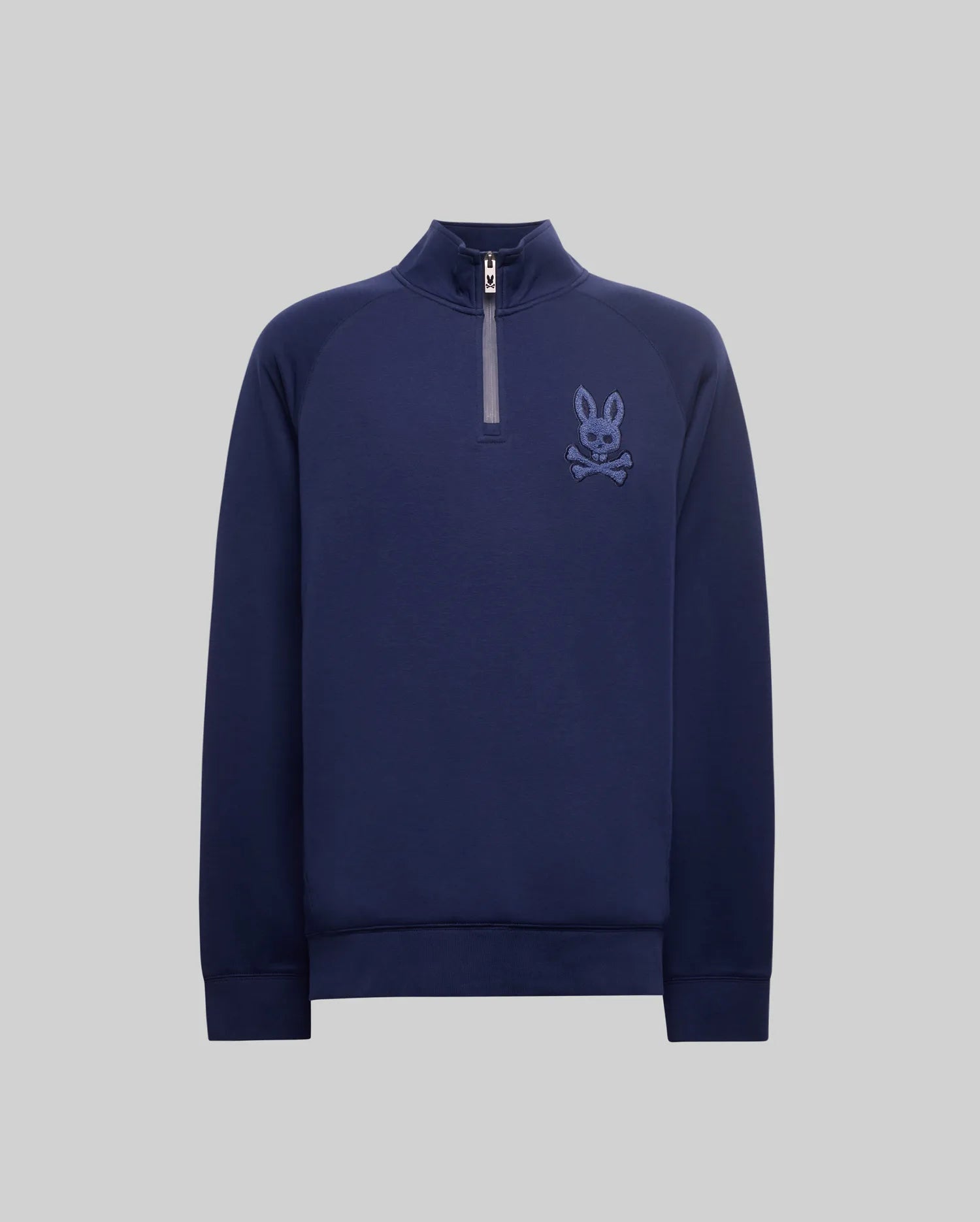 Psycho Bunny ネイビー セーター L Men's Tate 1/4 Zip Chenille Embroidered Pullover in Blue | Psycho