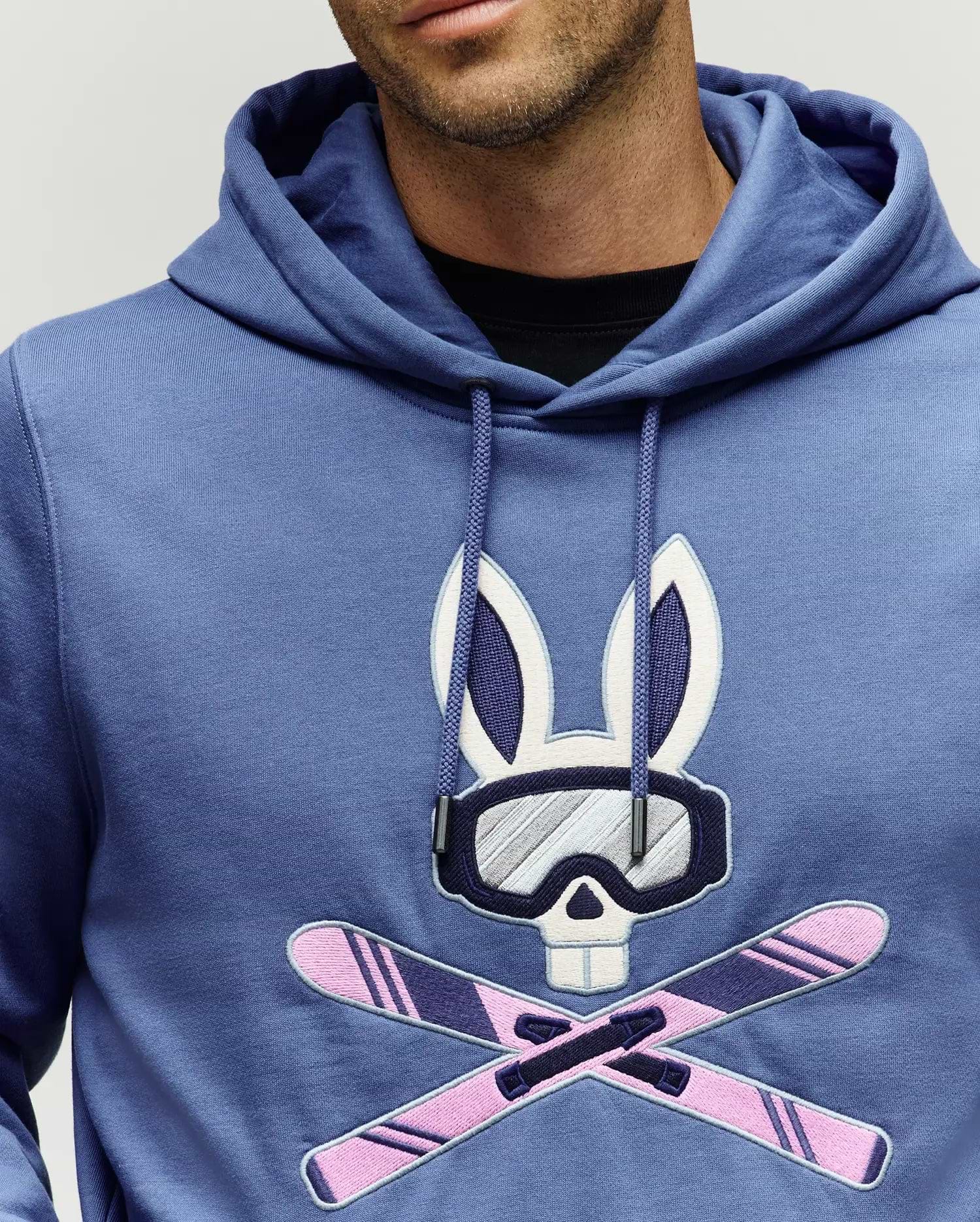 Men's Indigo Ski Bunny Hoodie in Gray | Psycho Bunny
