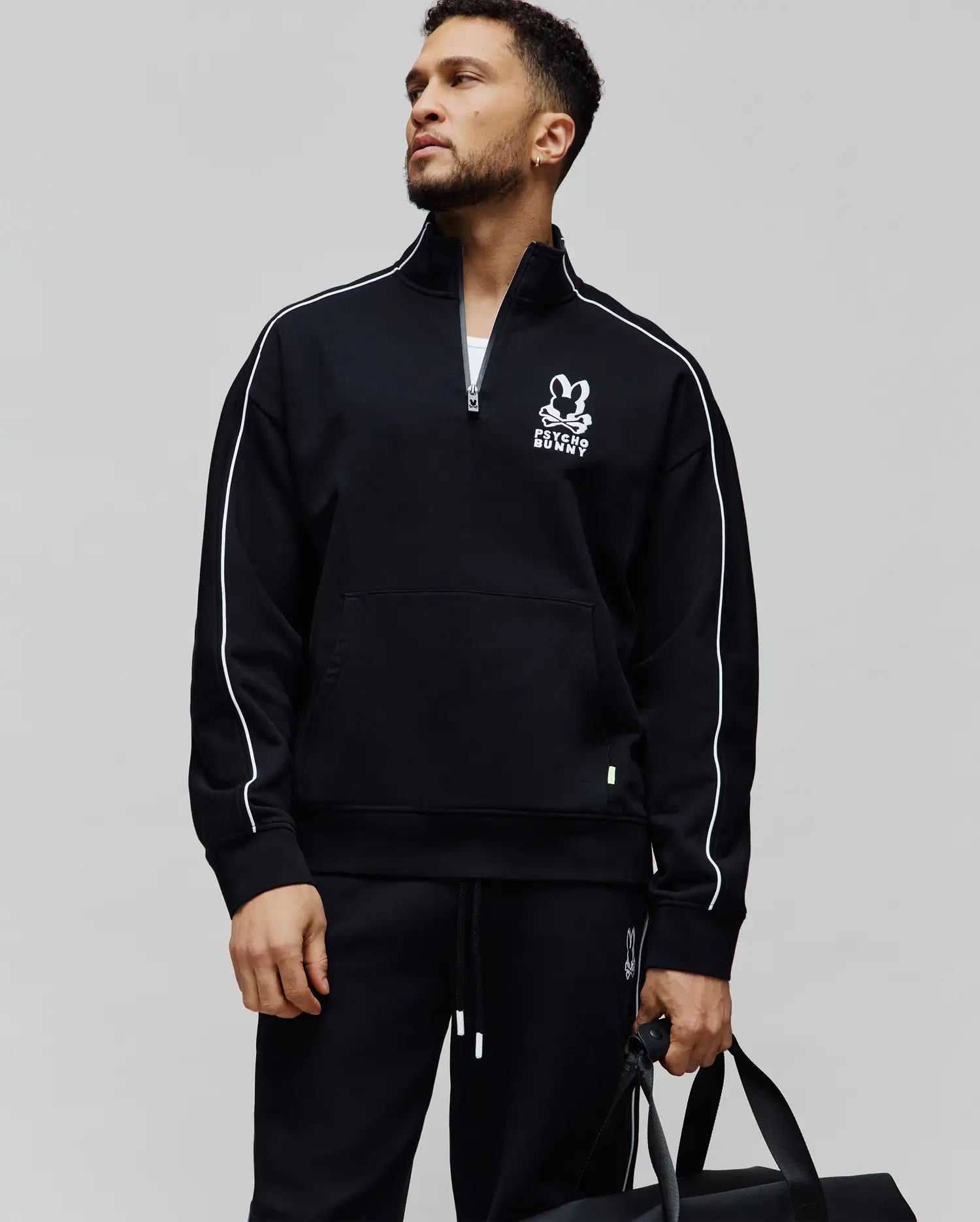 Psycho Bunny ブラックジャージ上下セット　ゴルフウェア Men's Toby 1/4 Zip in Black | Psycho Bunny