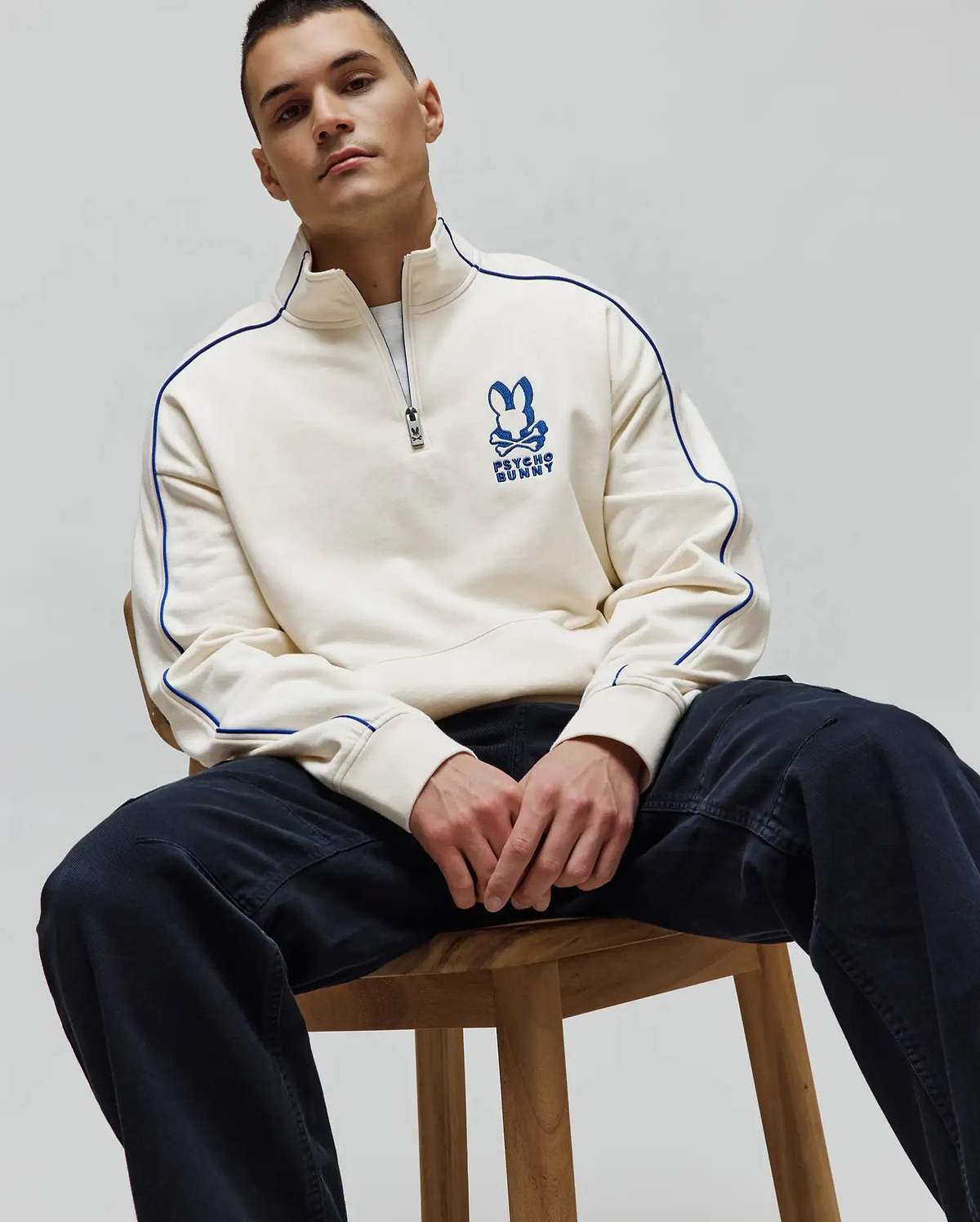 Men's Toby 1/4 Zip in Off-White | Psycho Bunny