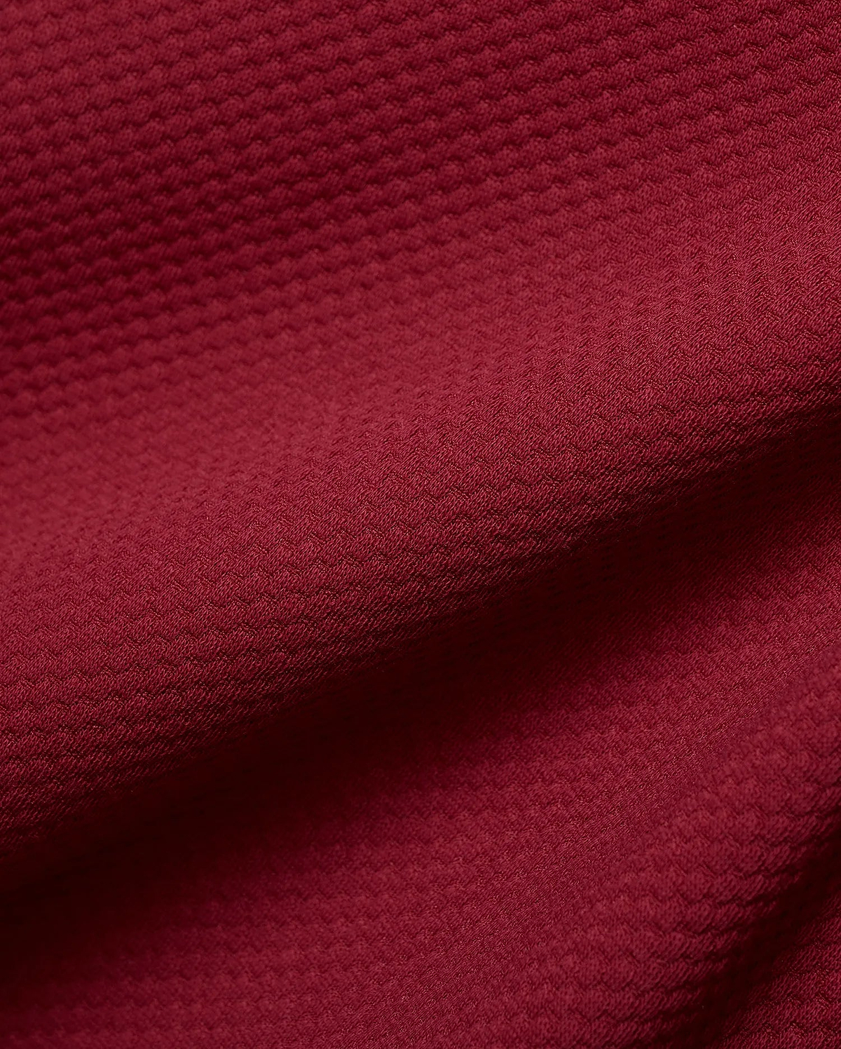 Mens Marc Textured Full Zip Hoodie in a deep, luxurious burgundy, showcasing its refined, small-scale geometric waffle knit fabric, perfect for premium streetwear.