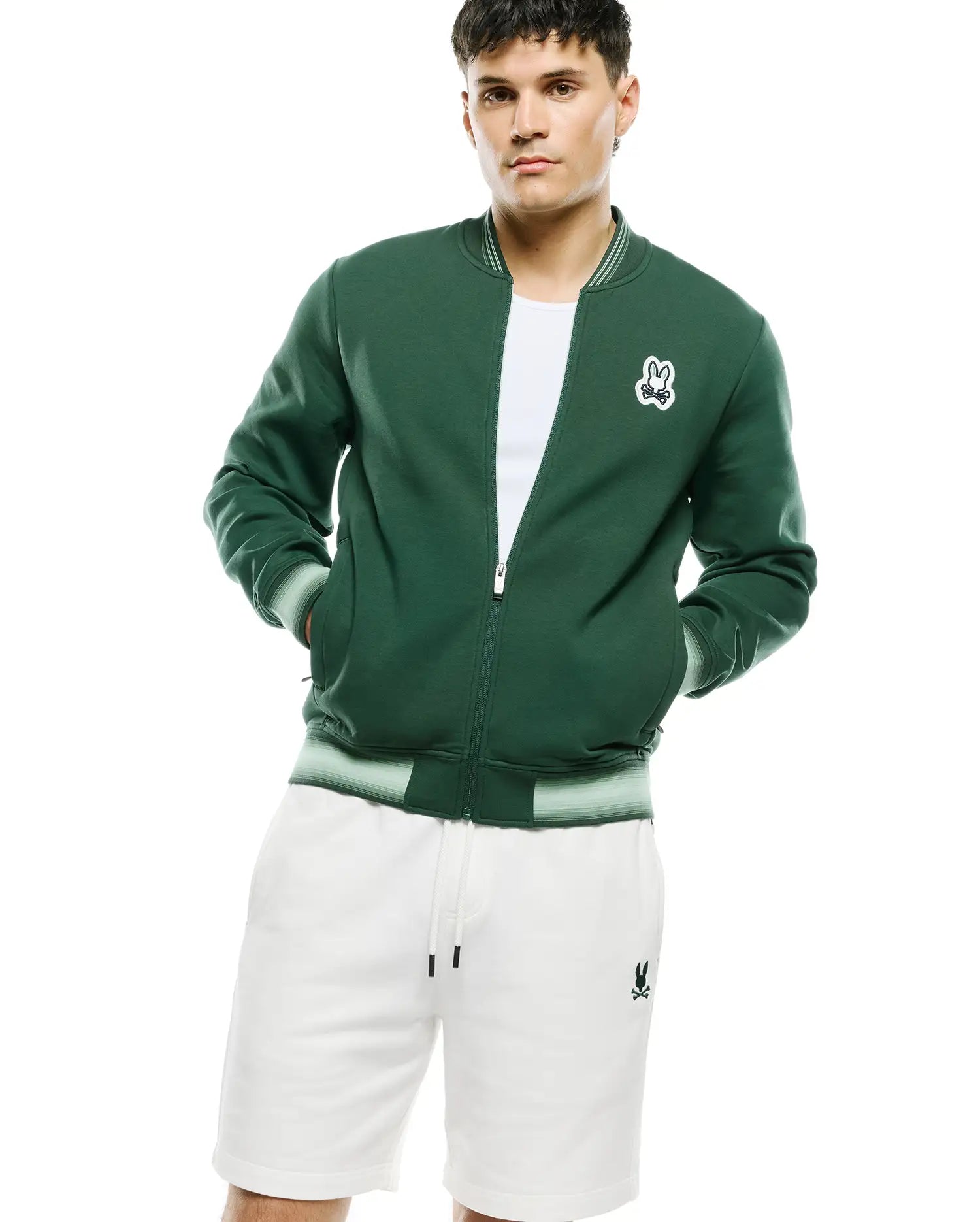 Men's Jaydon Track Jacket in Forest Green | Psycho Bunny