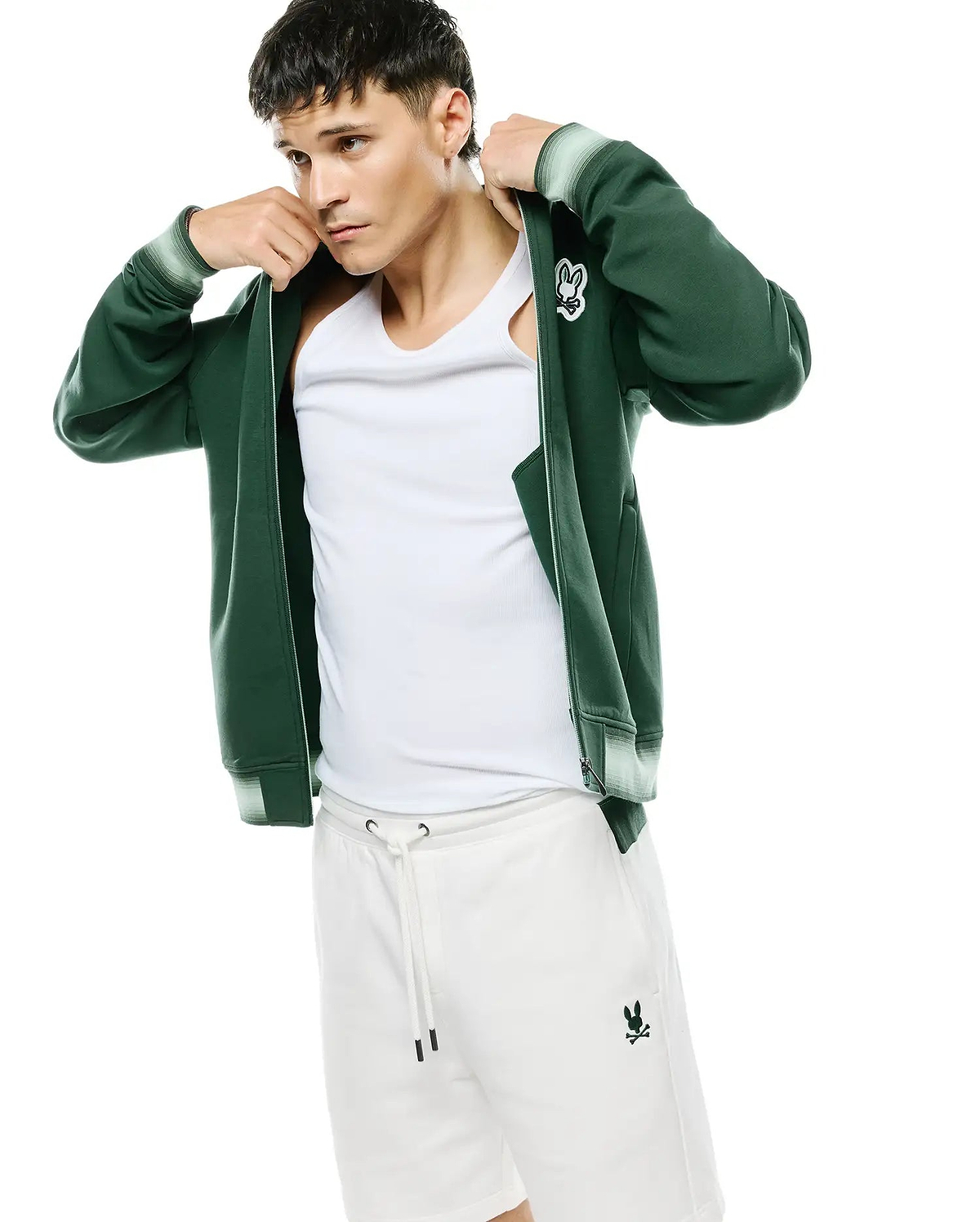 Men's Jaydon Track Jacket in Forest Green | Psycho Bunny